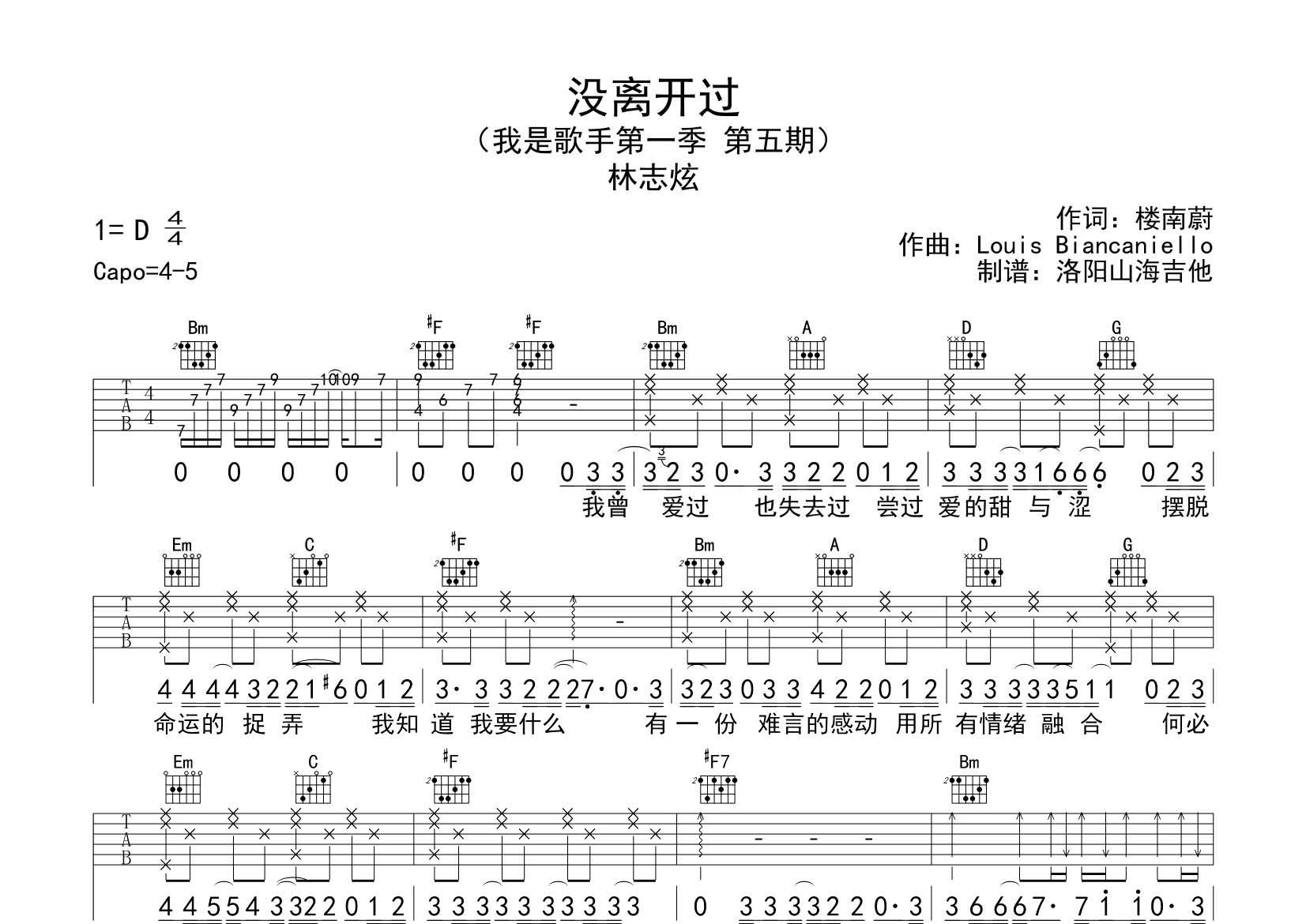 没离开过吉他谱-1