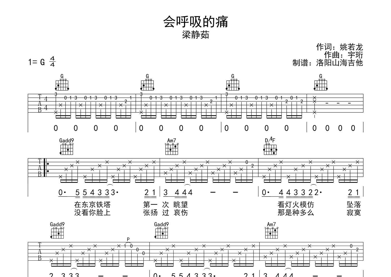 会呼吸的痛吉他谱-1