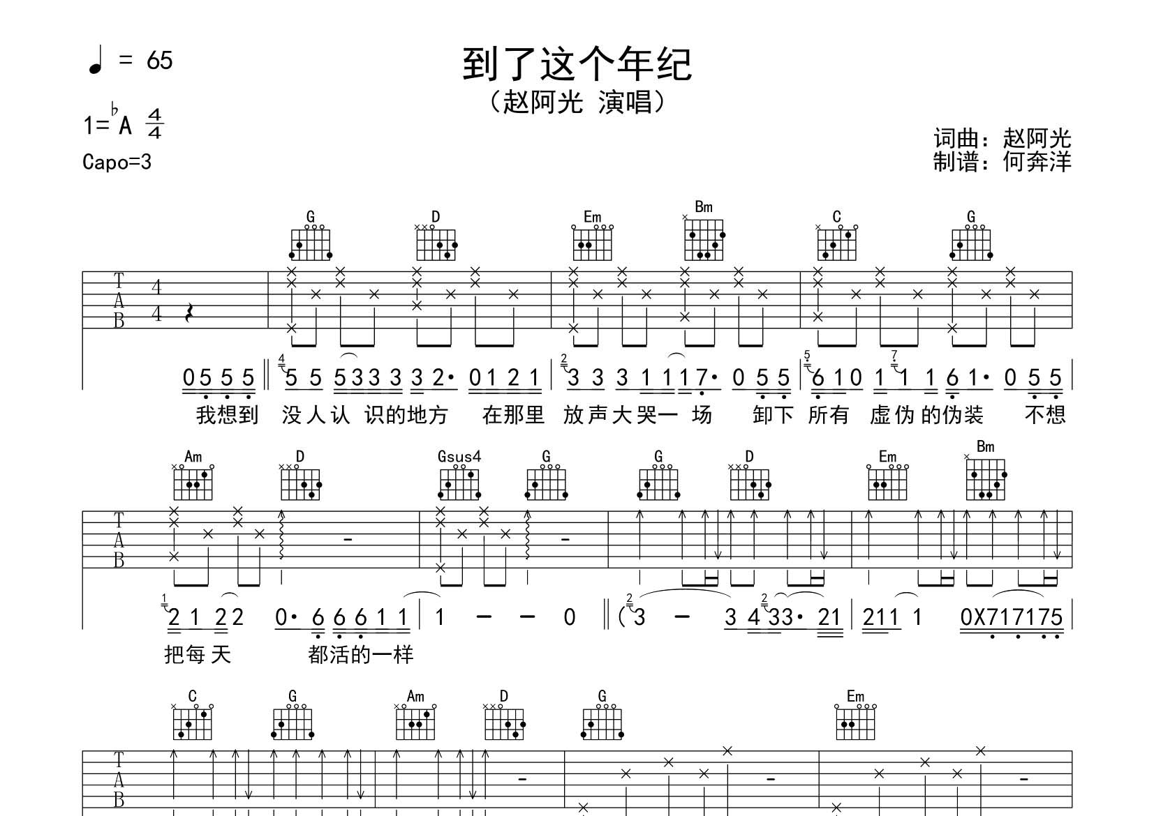 到了这个年纪吉他谱-1