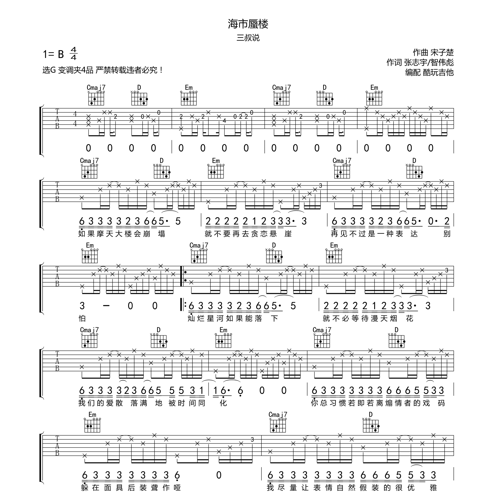 海市蜃楼吉他谱-1