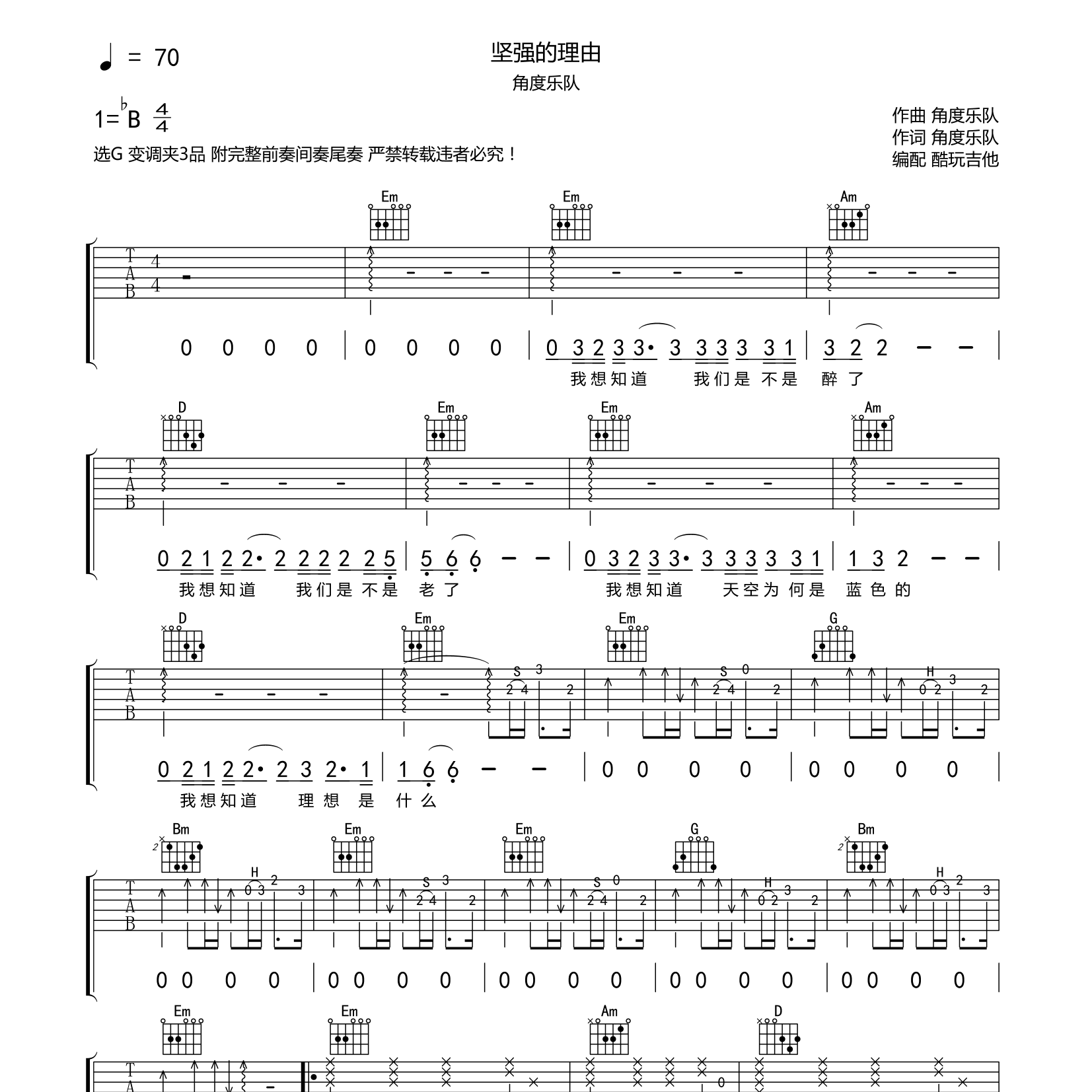 坚强的理由吉他谱-1
