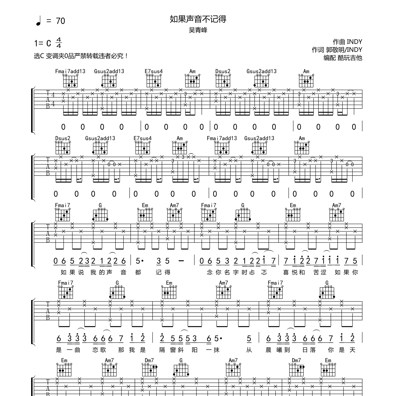 如果声音不记得吉他谱-1