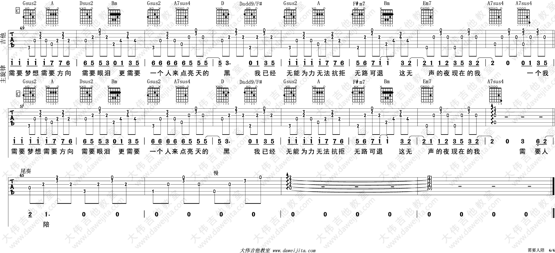 需要人陪吉他谱-4