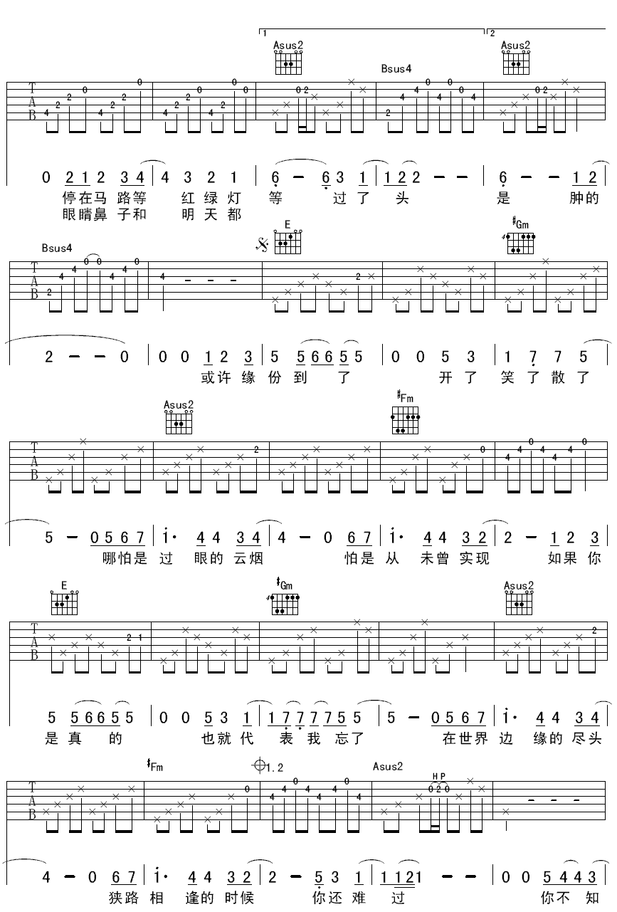 你不知道的我吉他谱-2