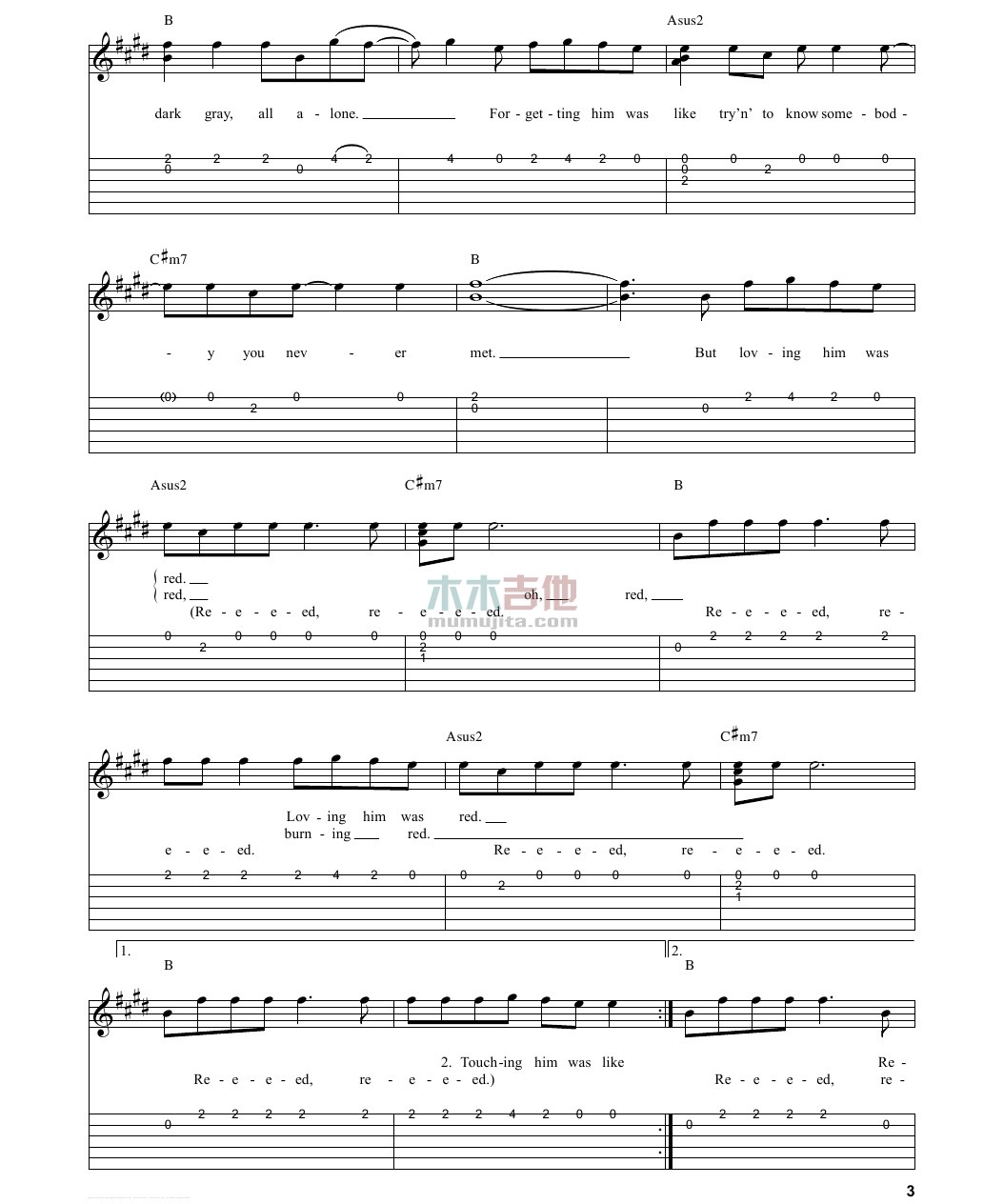red吉他谱-3