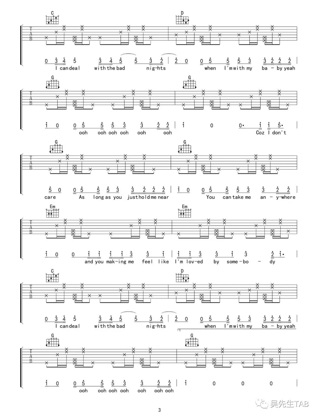 I Don't Care吉他谱-3