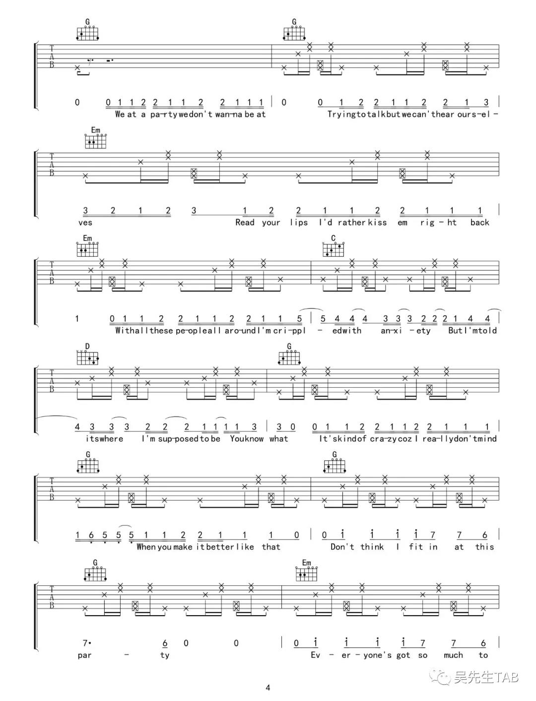 I Don't Care吉他谱-4