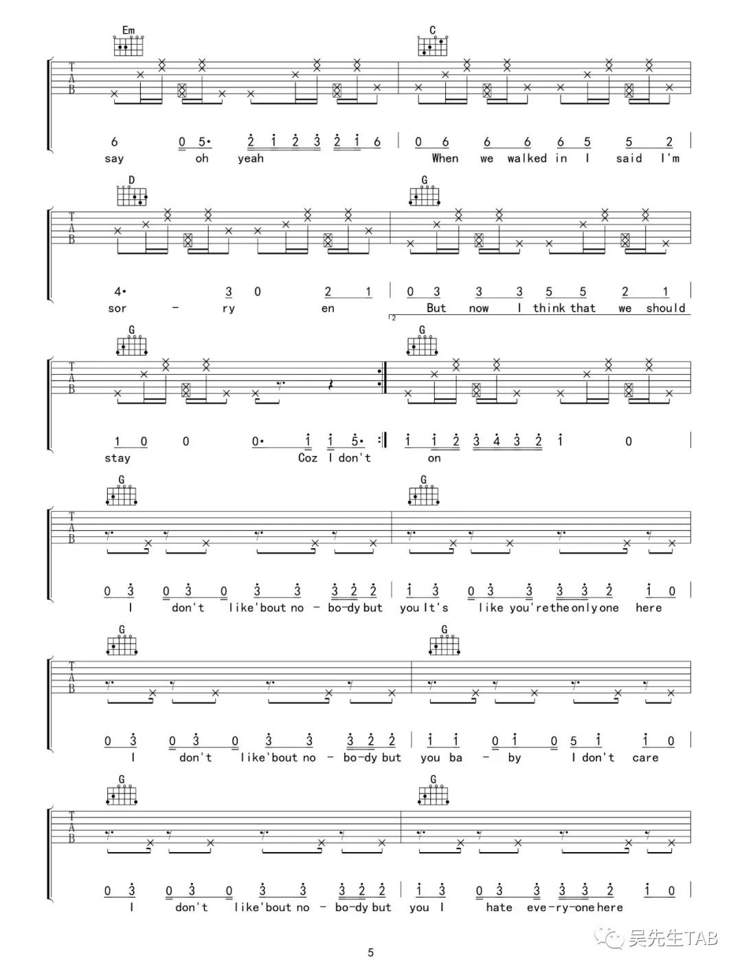 I Don't Care吉他谱-5