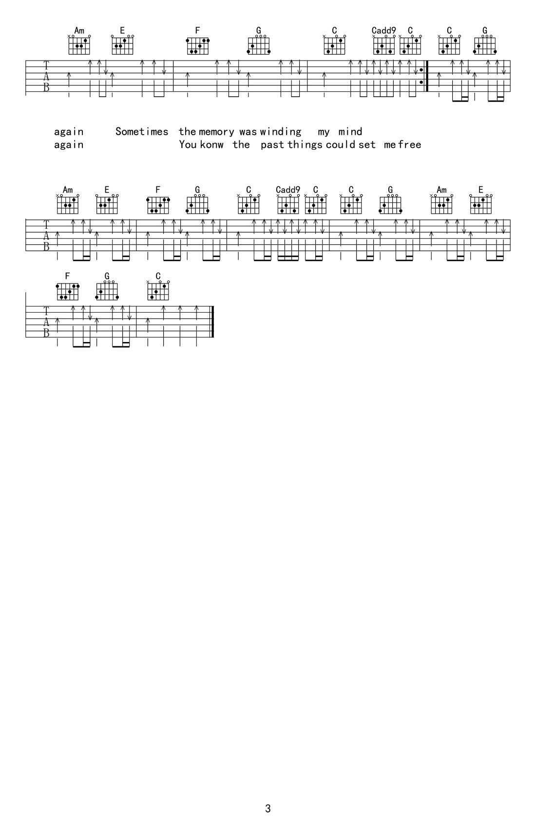 再谈记忆吉他谱-3
