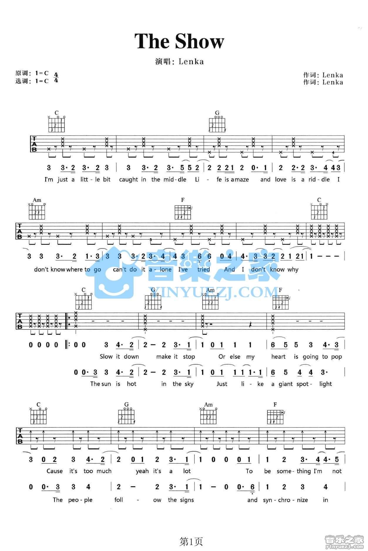 The Show吉他谱-1