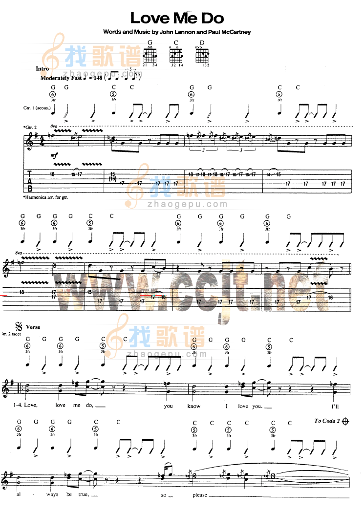 love me do吉他谱-1