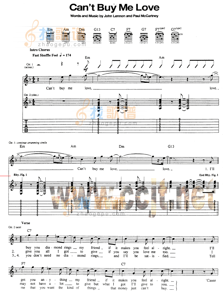 Can‘t Buy Me Love吉他谱
