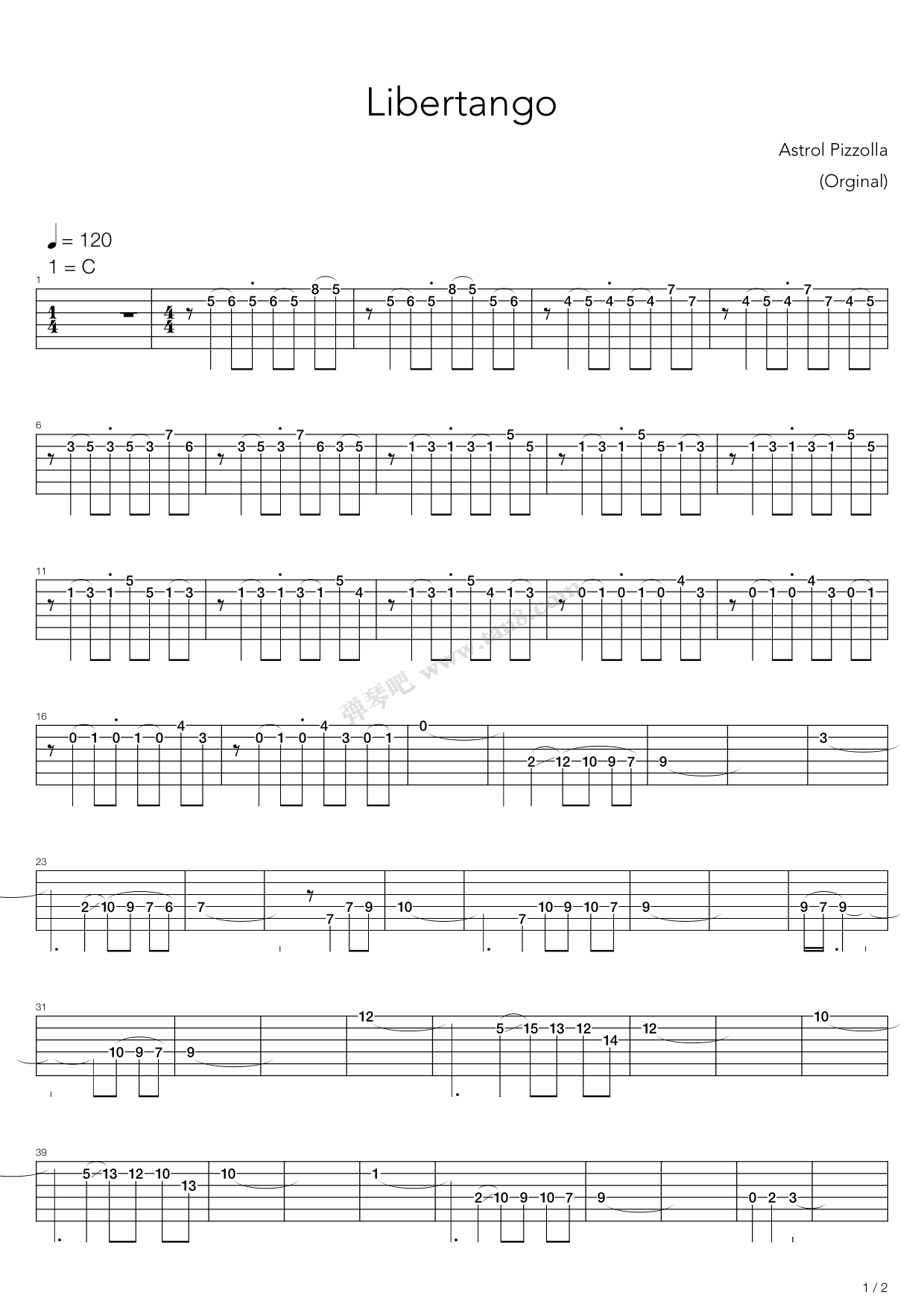 自由探戈吉他谱-1