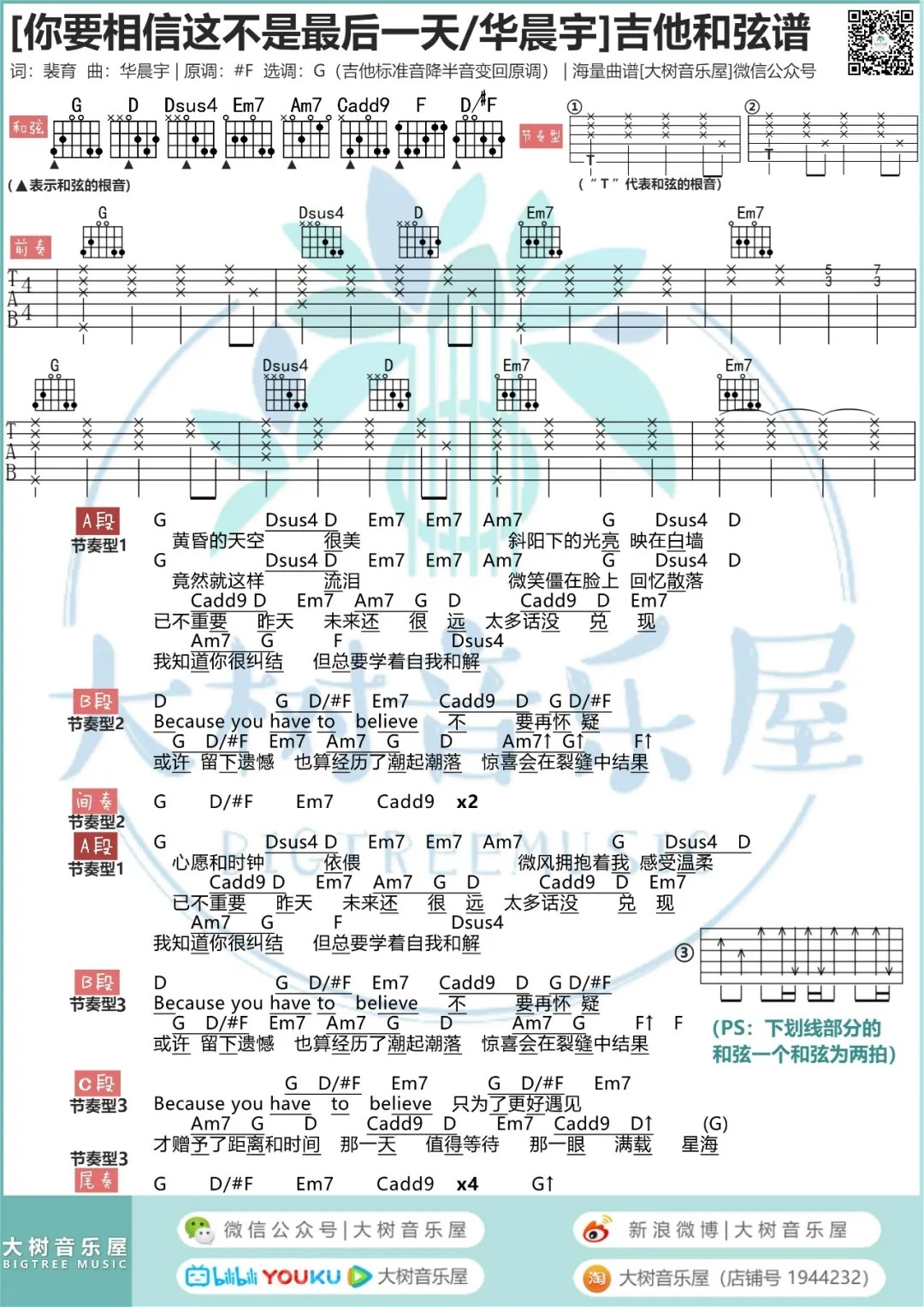 你要相信这不是最后一天吉他谱