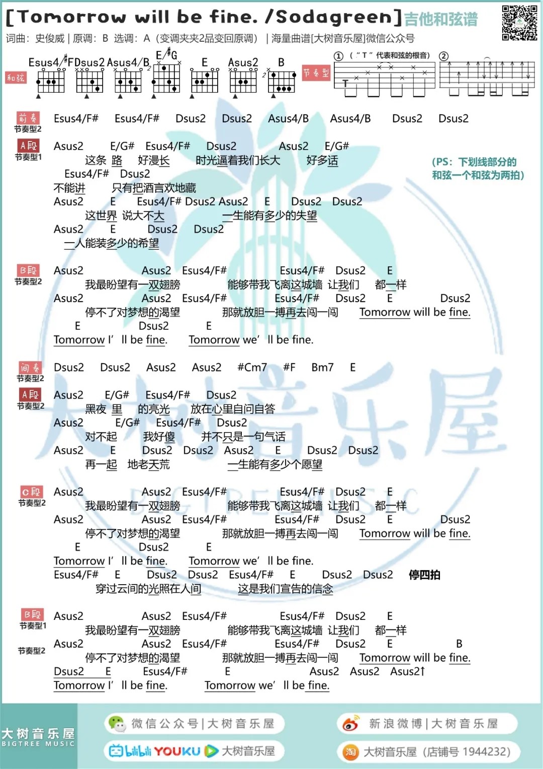Tomorrow will be fine吉他谱