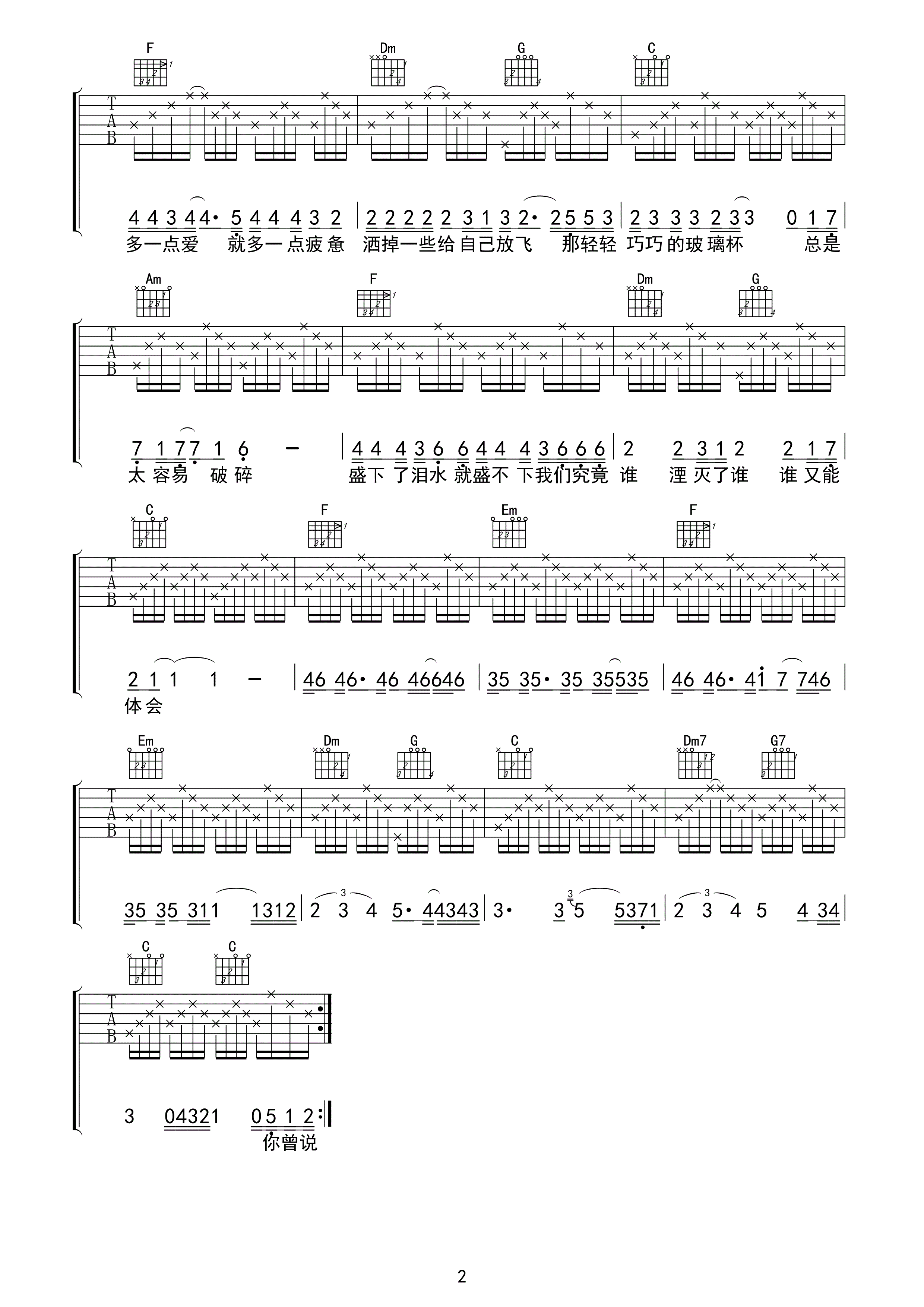 玻璃杯吉他谱-2