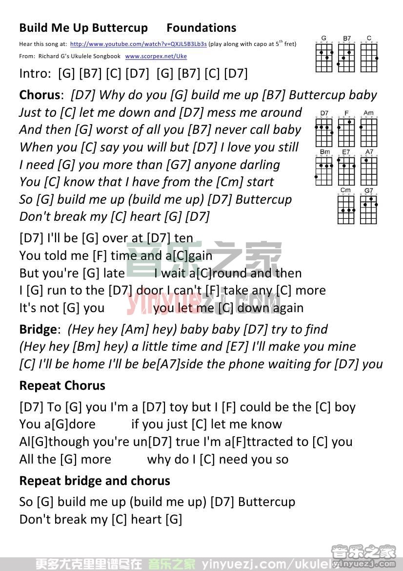 Build Me Up Buttercup尤克里里谱