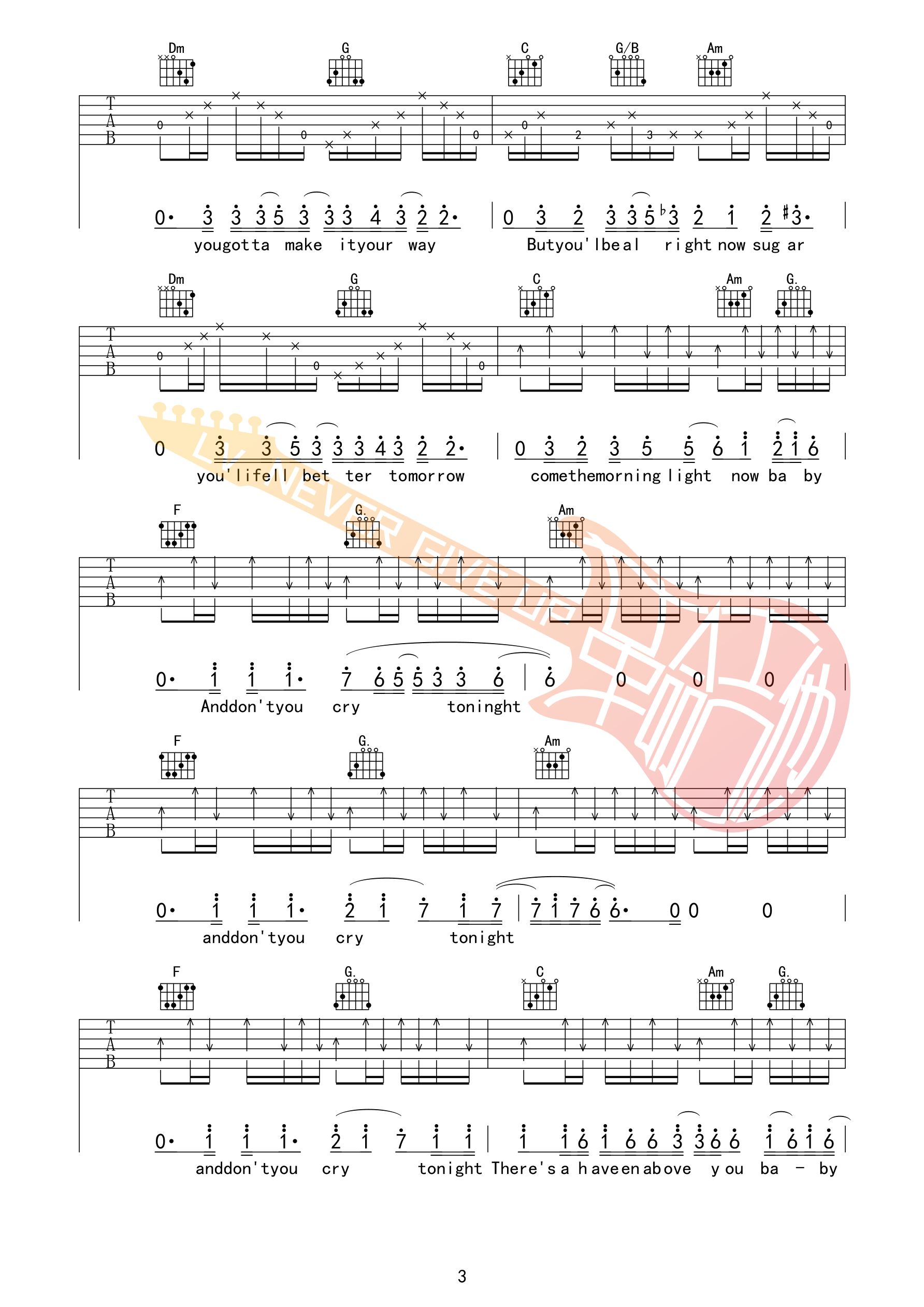 Don't Cry吉他谱-3