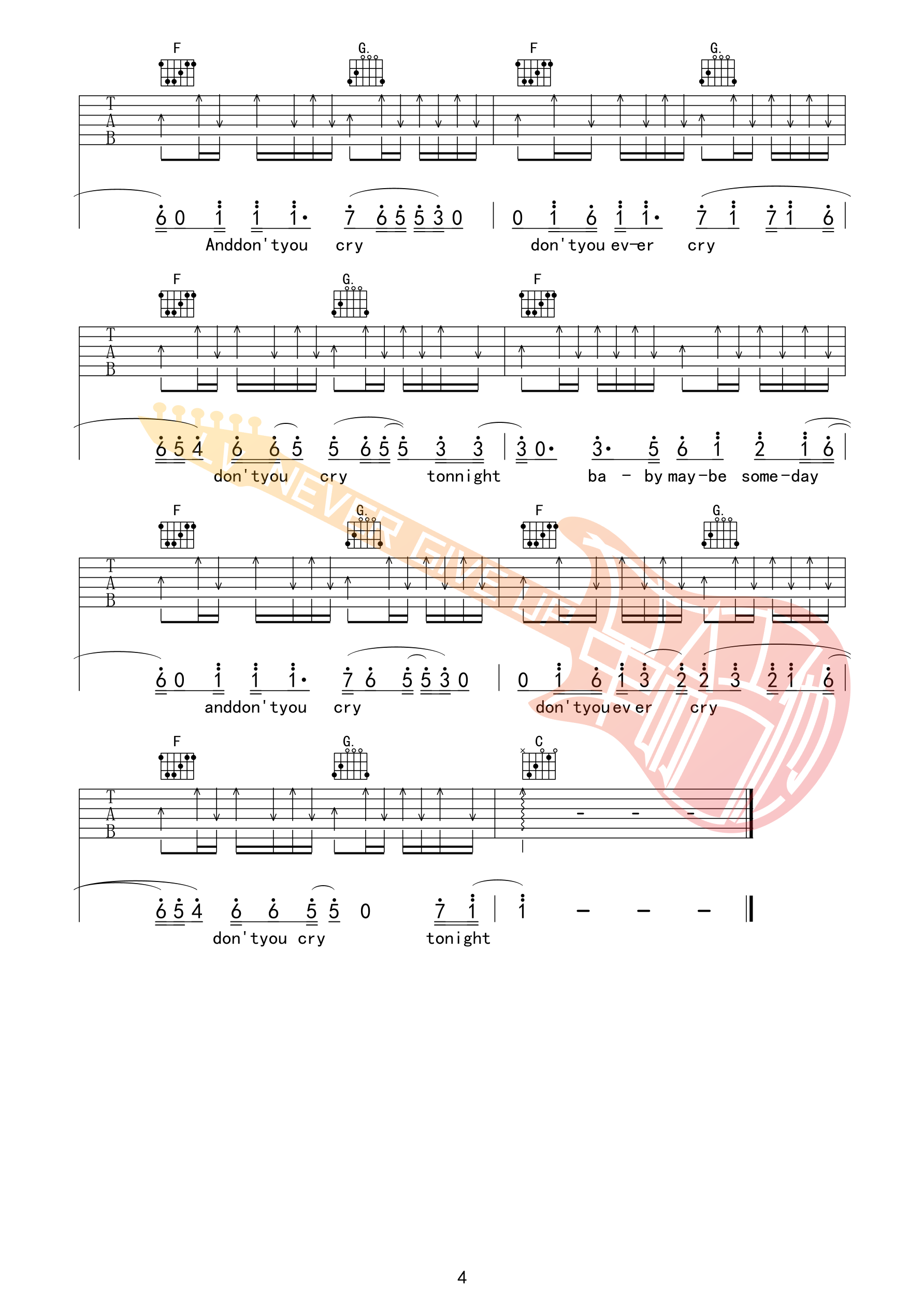 Don't Cry吉他谱-4