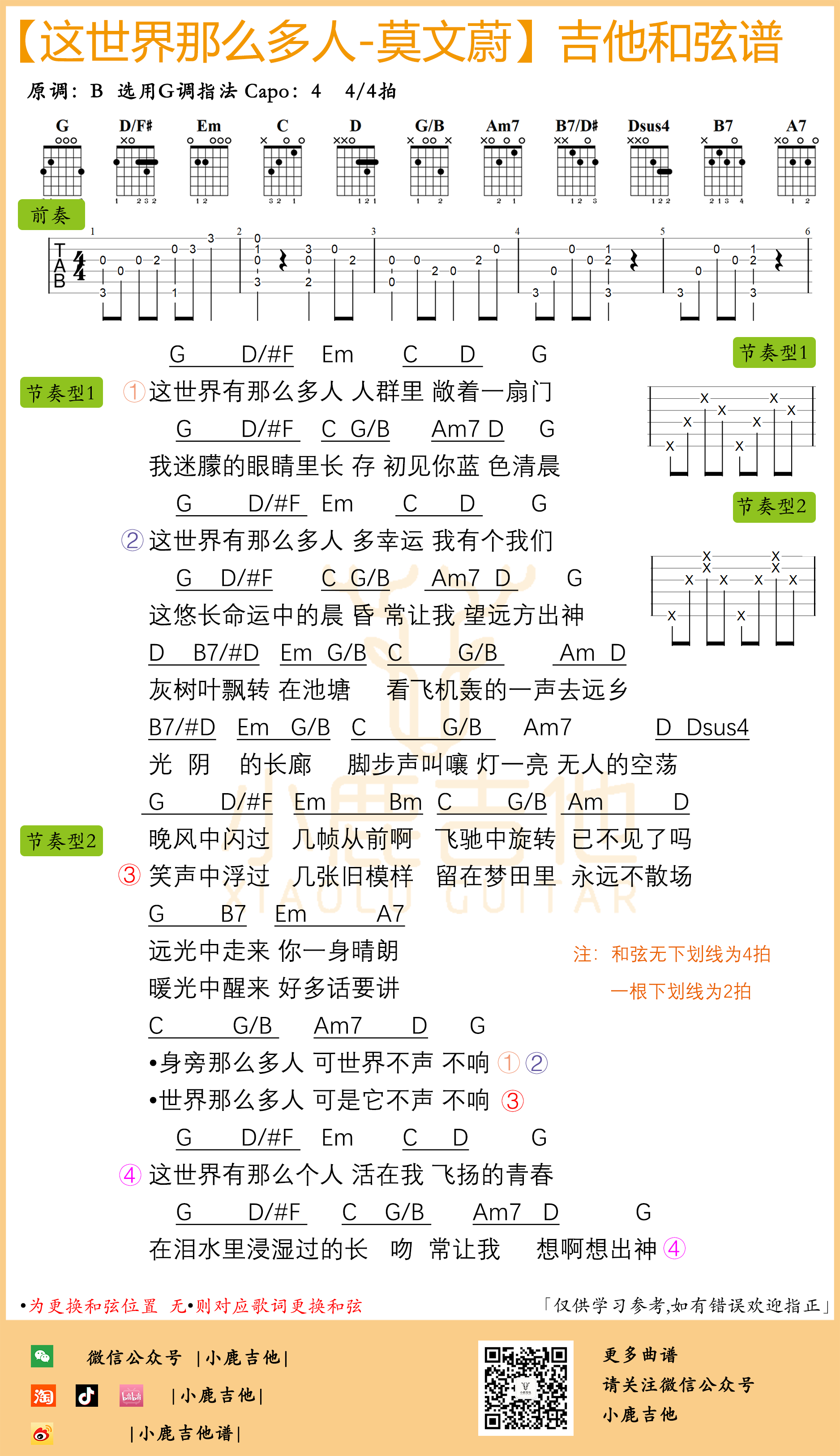 这世界那么多人吉他谱