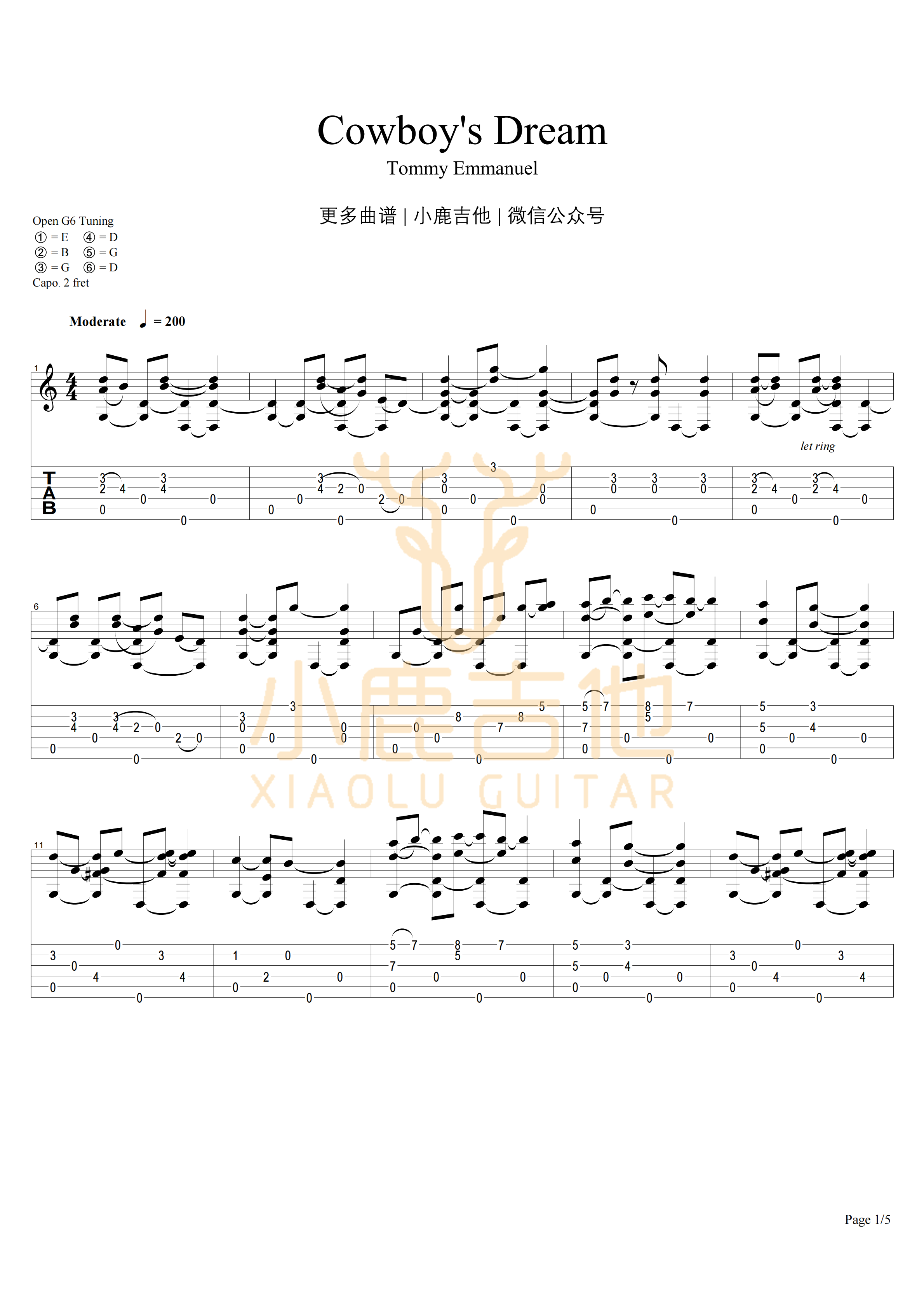 COWBOY'S DREAM吉他谱-1