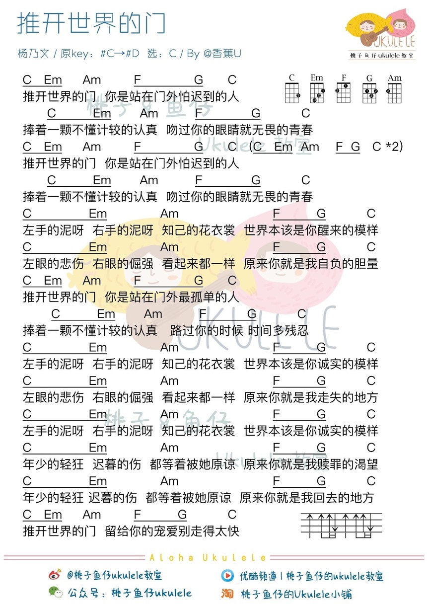 推开世界的门吉他谱