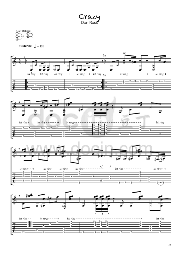 crazy吉他谱-1