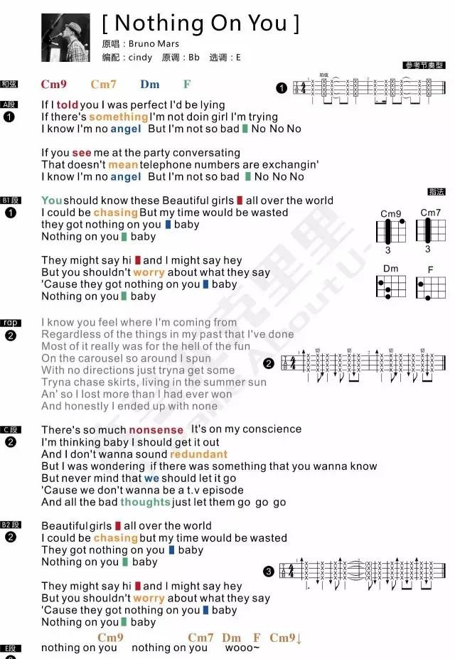 Nothin’ on You尤克里里谱