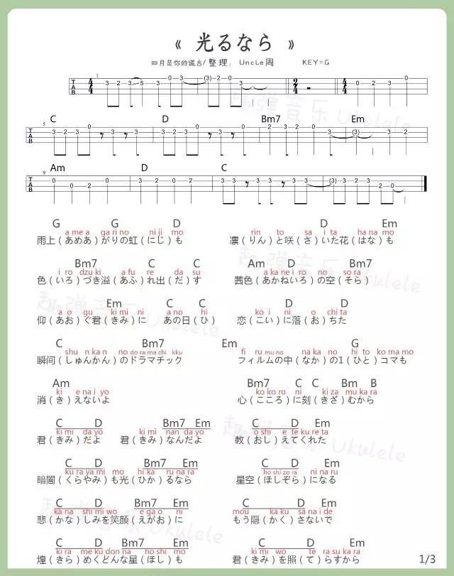 若能绽放光芒尤克里里谱-5