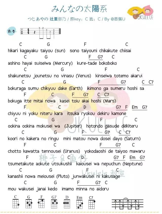 みんなの太陽系尤克里里谱
