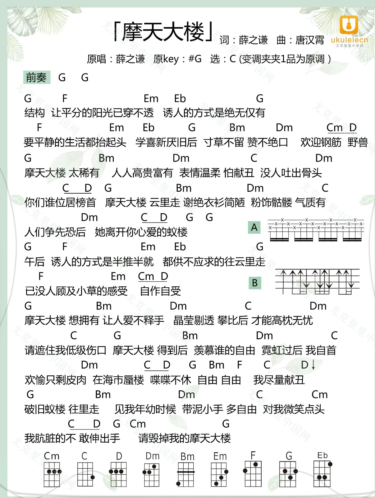 摩天大楼尤克里里谱