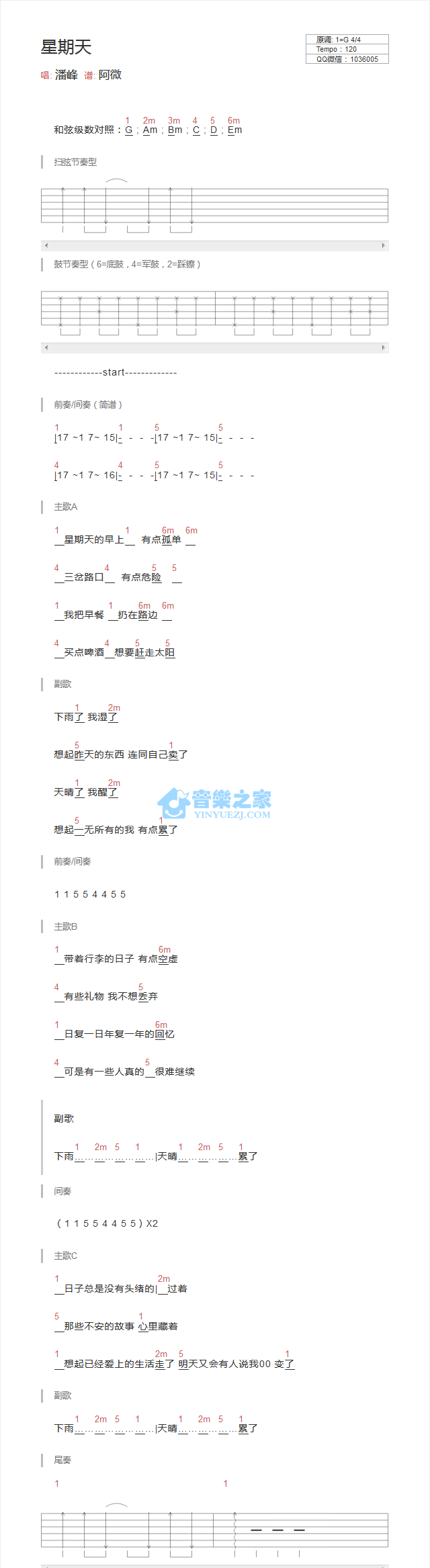 星期天尤克里里谱