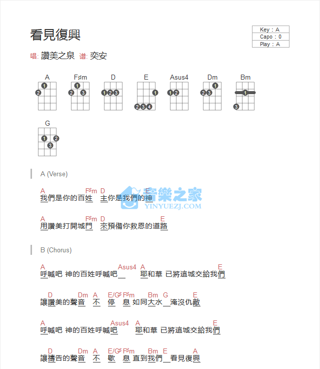 看见复兴尤克里里谱