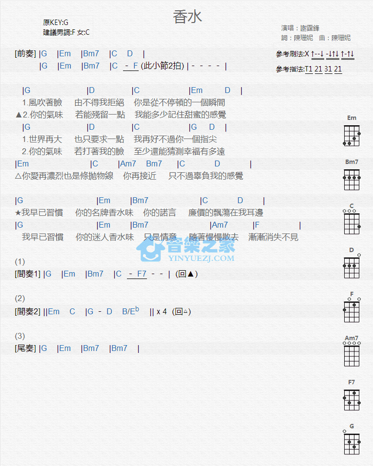 香水尤克里里谱