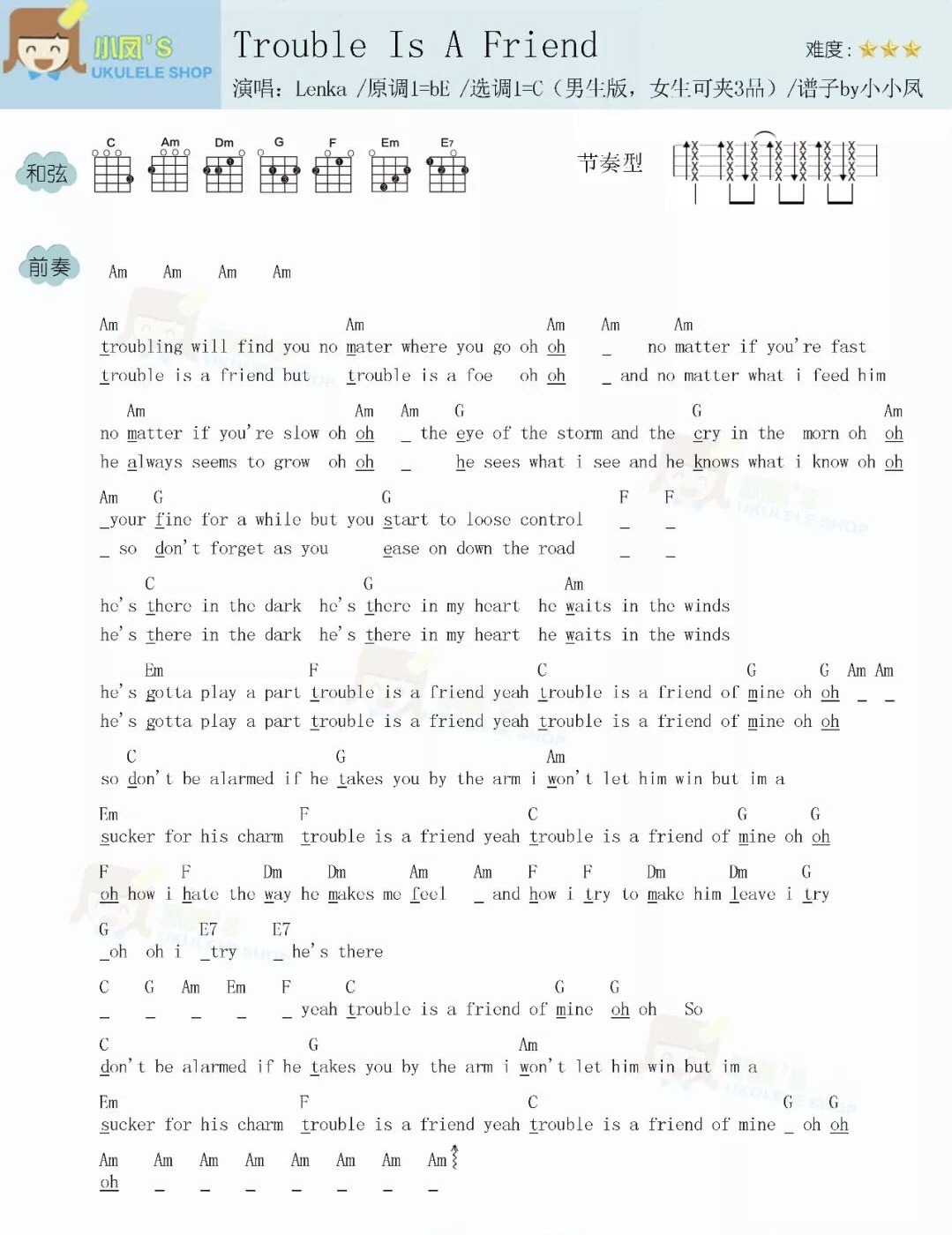 Trouble Is A Friend尤克里里谱-1