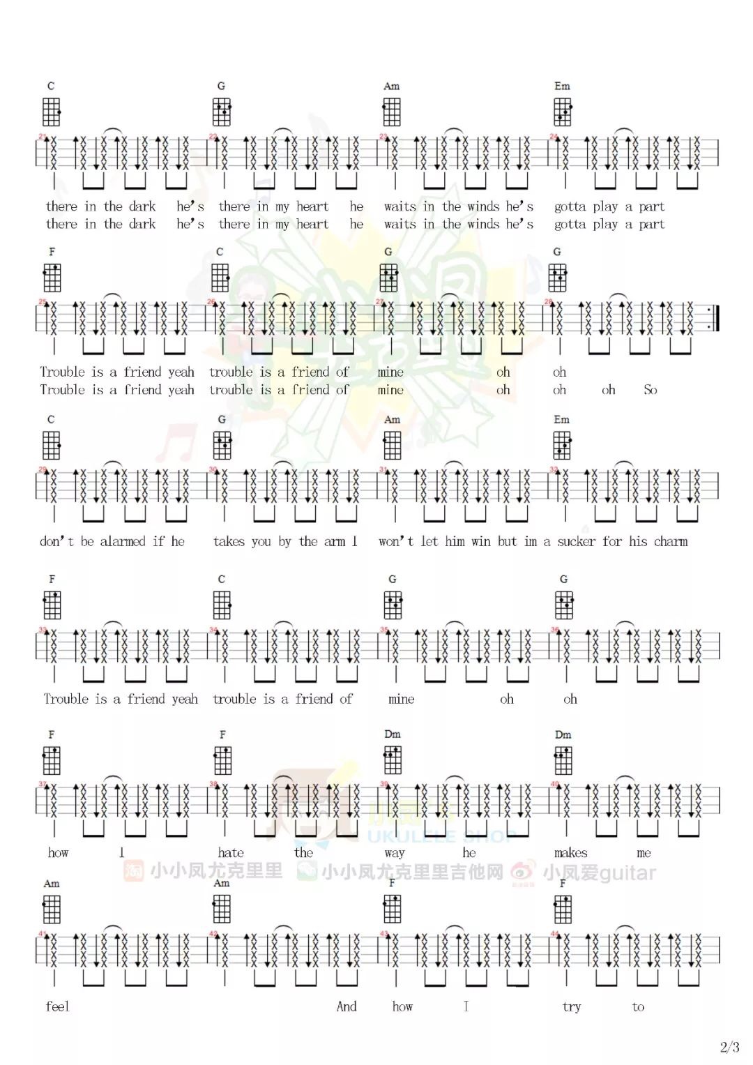 Trouble Is A Friend尤克里里谱-3