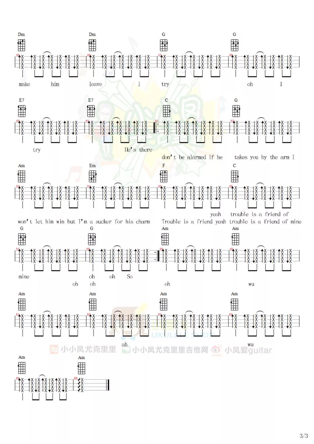 Trouble Is A Friend尤克里里谱-4