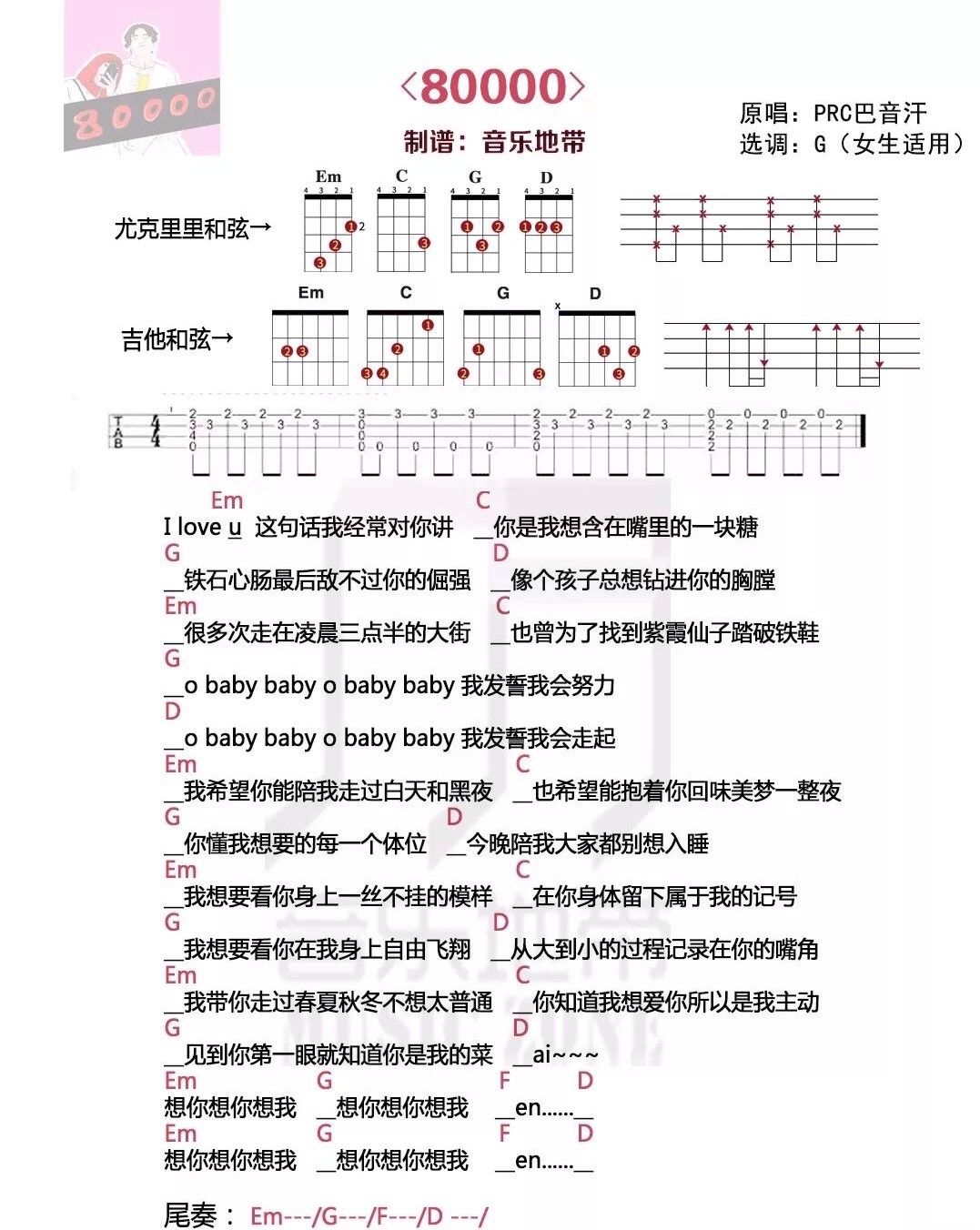 80000尤克里里谱-1
