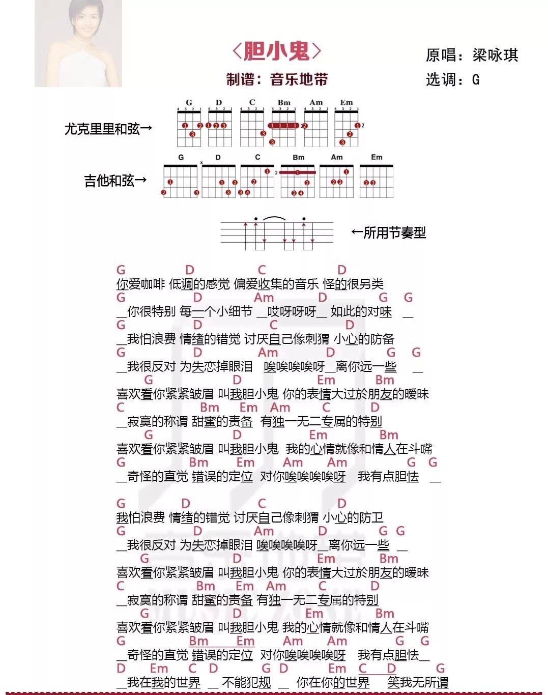 胆小鬼尤克里里谱