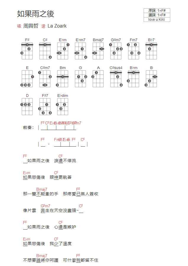 如果雨之後尤克里里谱-1