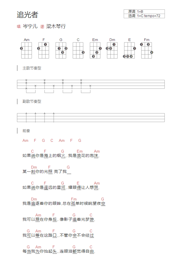 追光者尤克里里谱-1