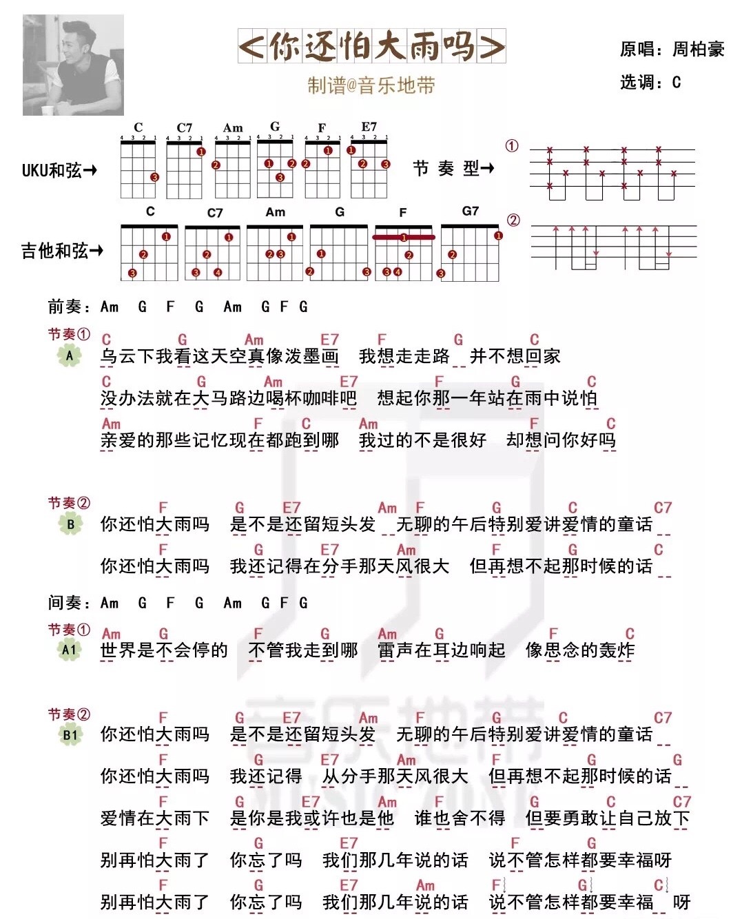 你还怕大雨吗尤克里里谱