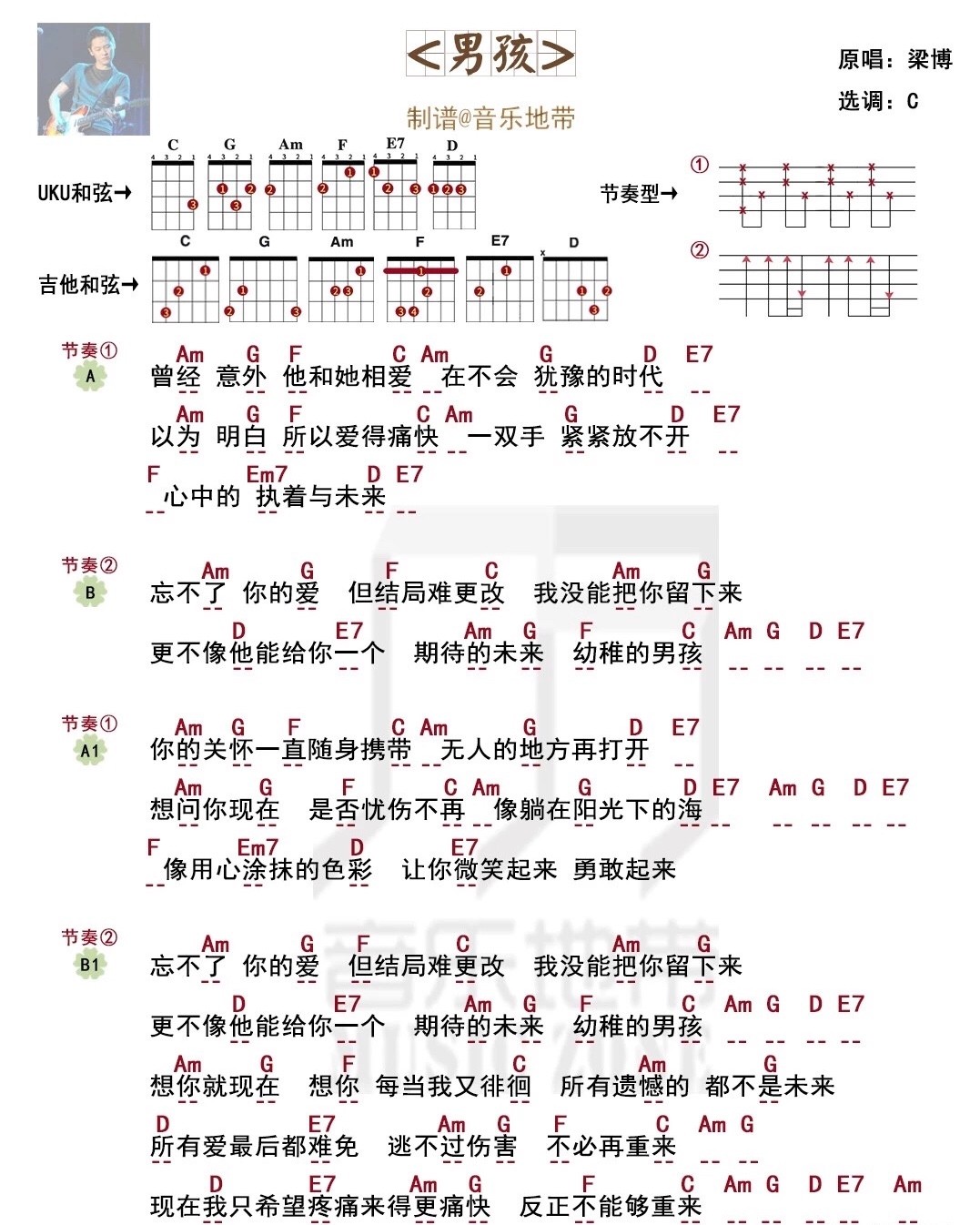 男孩尤克里里谱