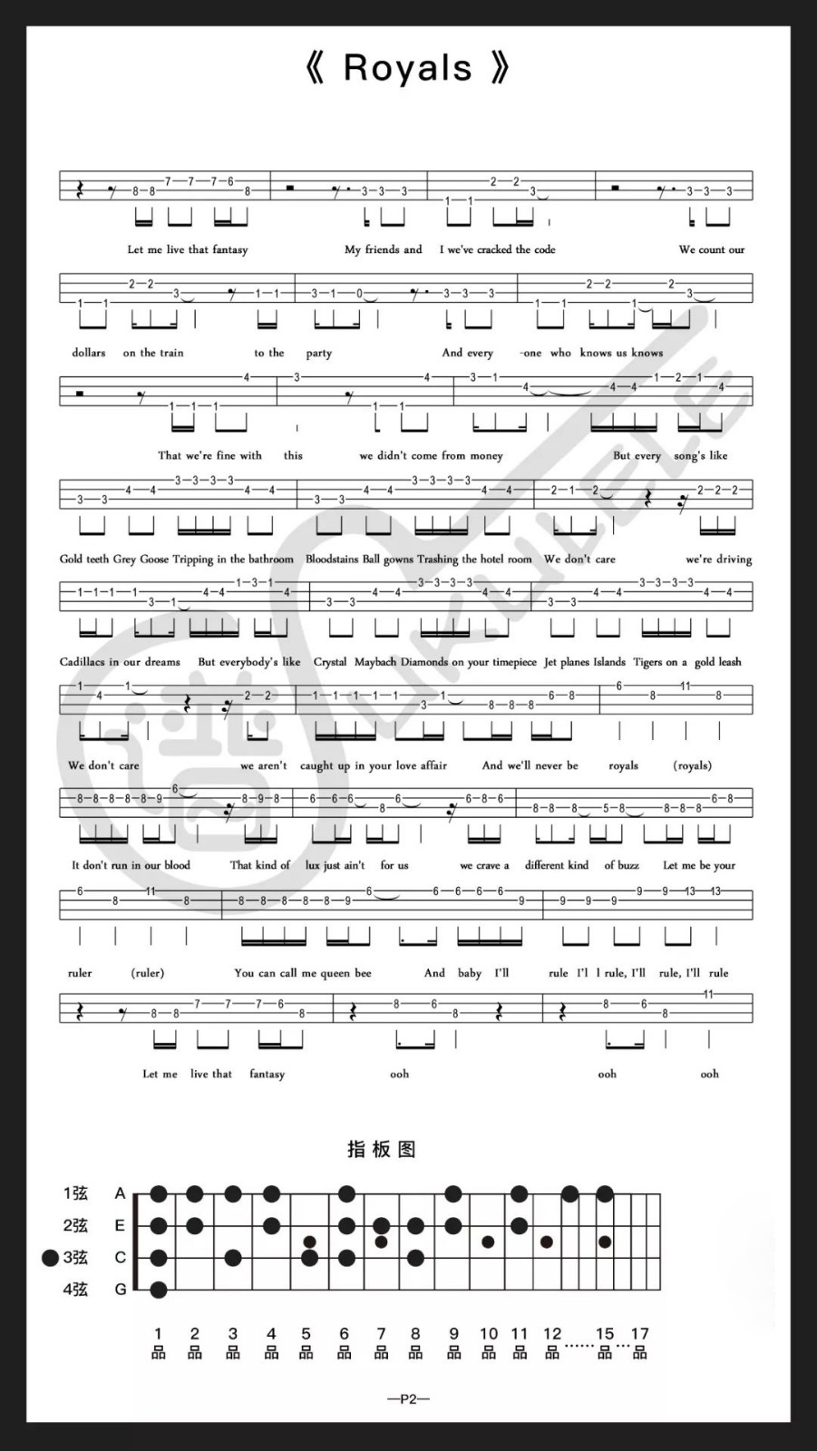 Royals尤克里里谱-2