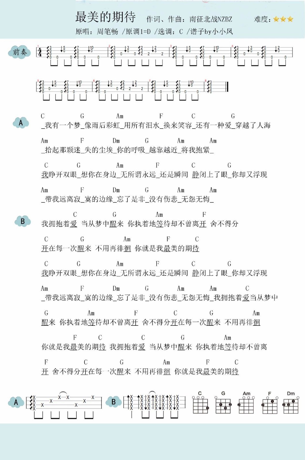 最美的期待尤克里里谱