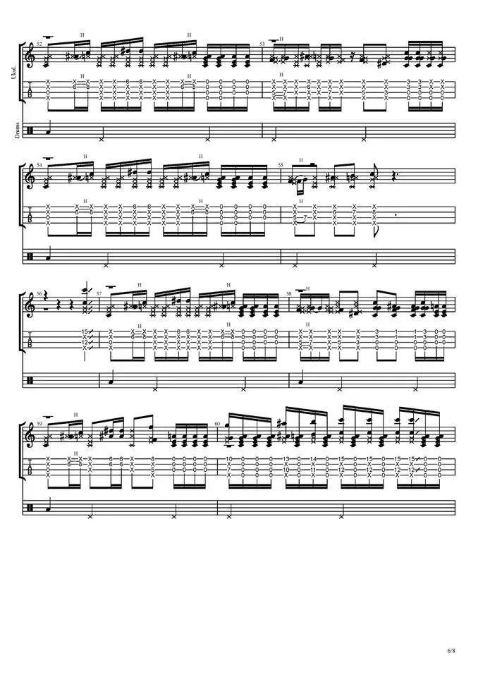 fight尤克里里谱指弹版原调六线谱精选版冯羿