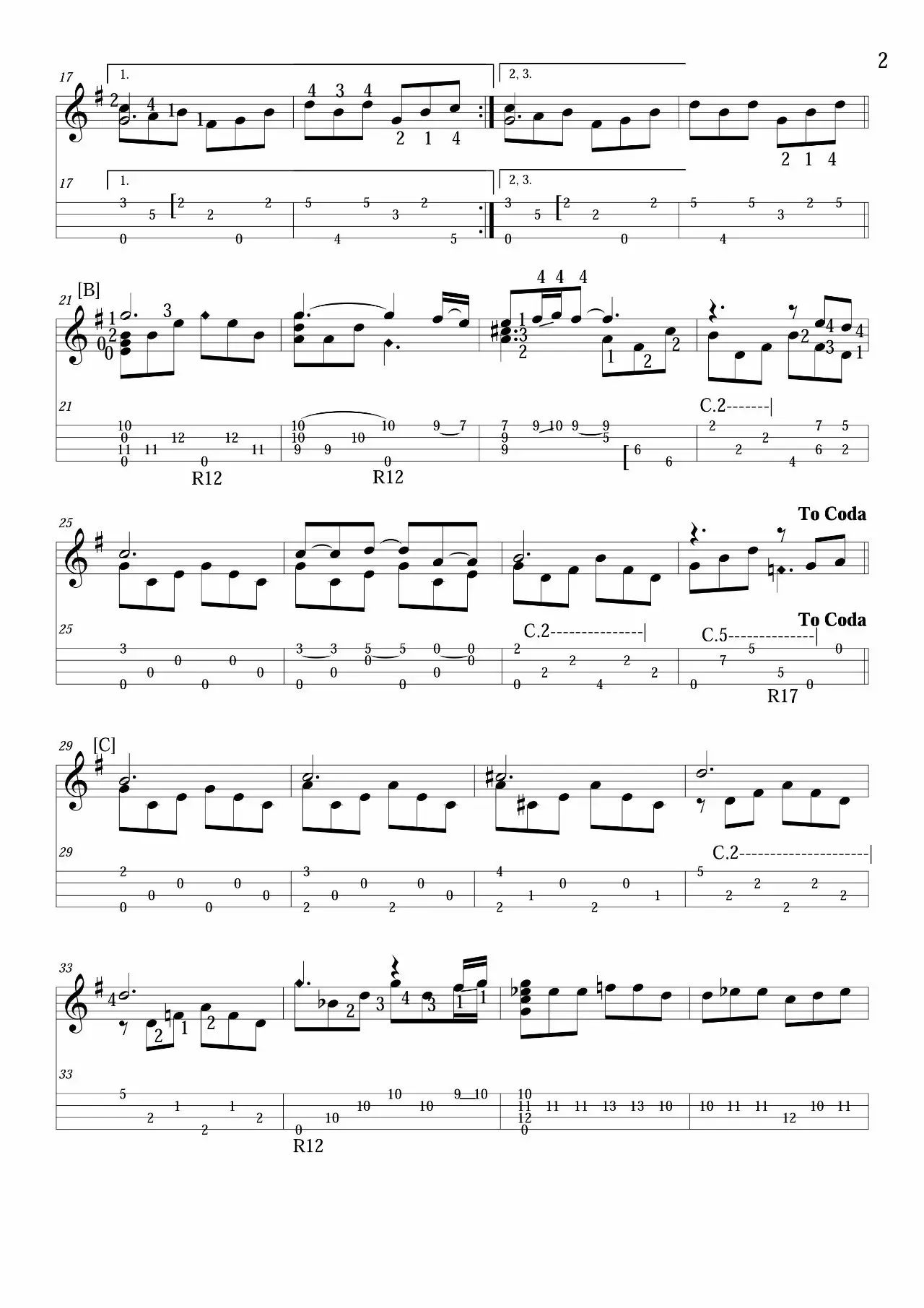 Cavatina尤克里里谱-2