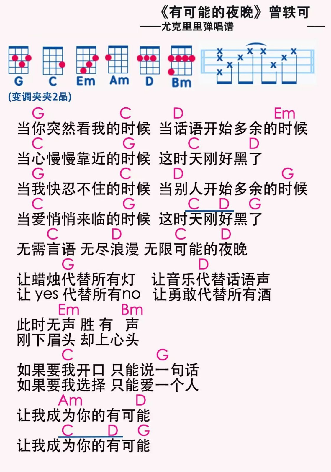 有可能的夜晚尤克里里谱