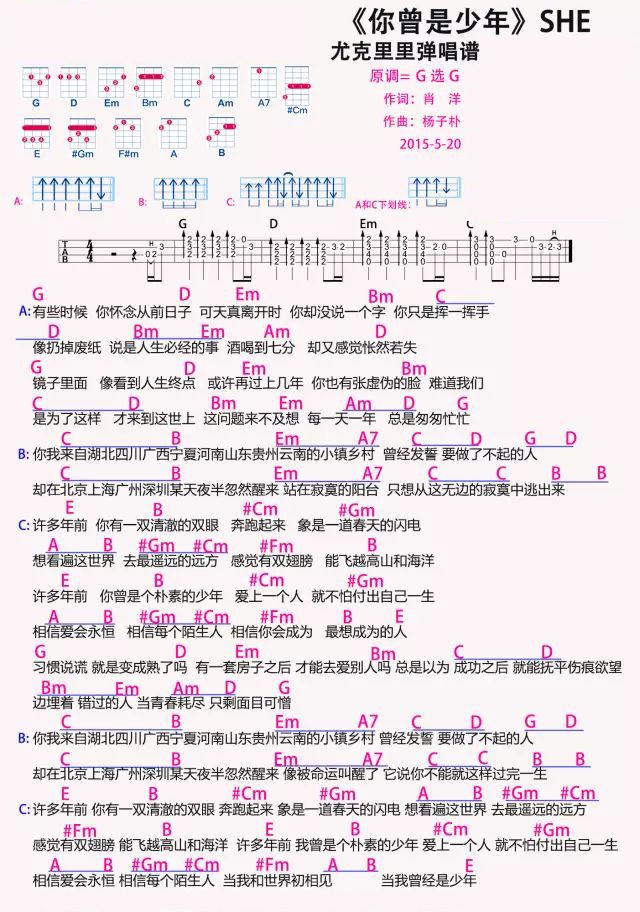 你曾是少年尤克里里谱