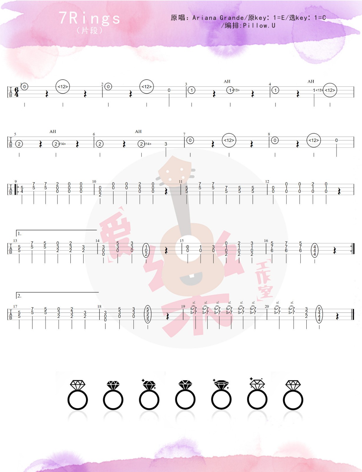 7 Rings（片段）尤克里里谱